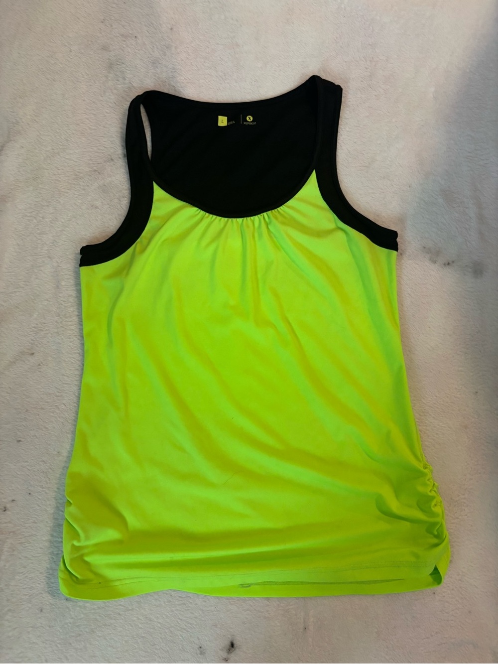 Womens L neon green and black Xersion brand tank top.